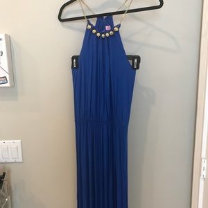 Lilly Maxi Dress - Royal Blue and Gold Maxi